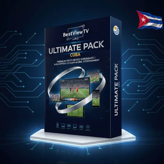 BestView TV Ultimate Pack Cuba on a dark background with a flag icon.