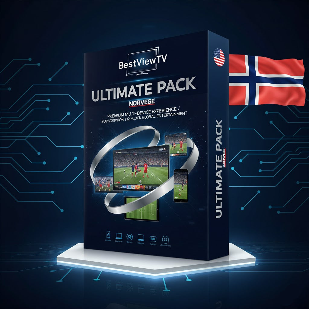 BestView TV Ultimate Pack Norway with Norwegian flag on a dark background